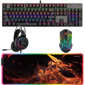 XTRIKE ME Gaming Combo Set RGB 4 σε 1 – Μηχανικό Πληκτρολόγιο, Ποντίκι, Headset & Mousepad DCS-GAMING-SET-1